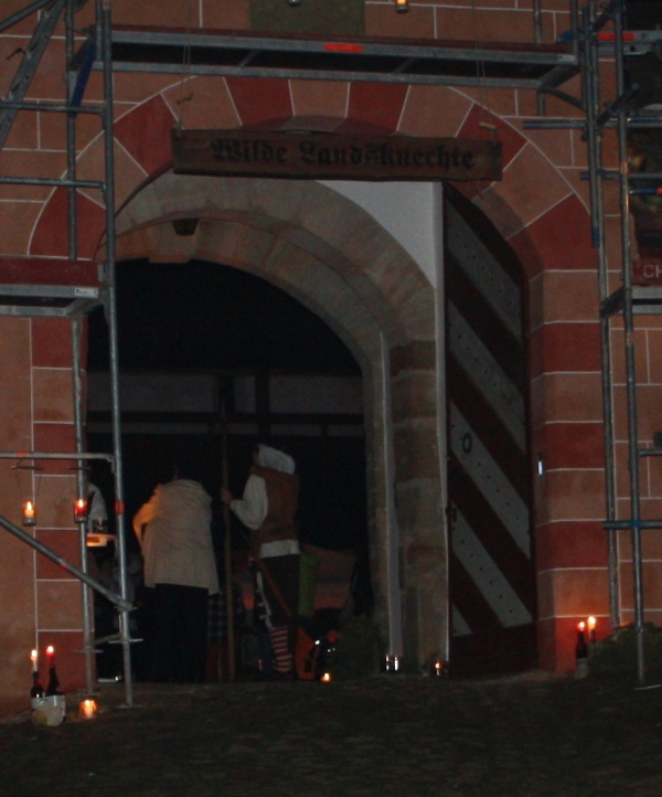 Winefete of the "Wilde Landsknechte" behind the restored entrance turret